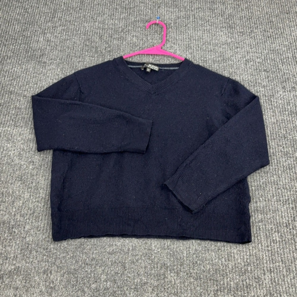 Murano Sweater Mens XL Navy Blue‎ Merino Wool V-Neck Pullover Classic 618577